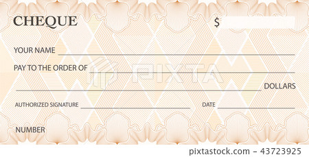 Check (cheque), Chequebook template. Guilloche pat 43723925