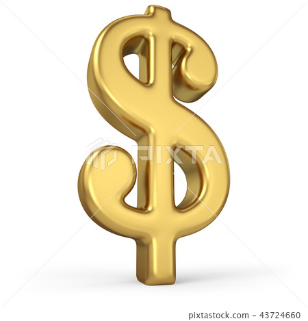 Gold $ Sign Isolated on White 43724660