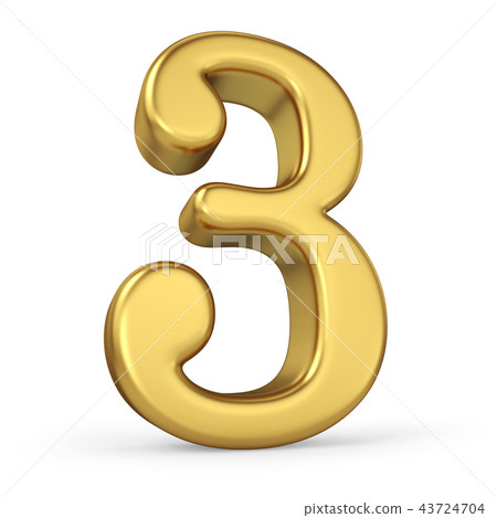 Gold Number 3 Isolated on White 43724704