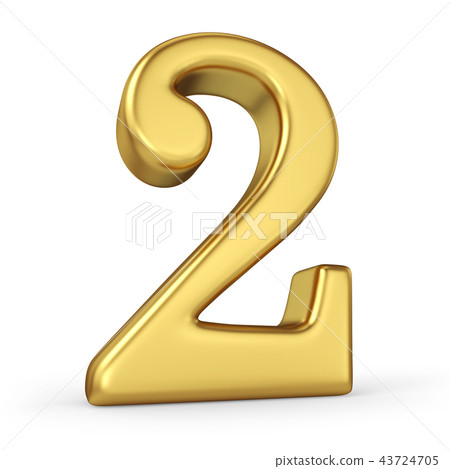 Gold Number 2 Isolated on White 43724705