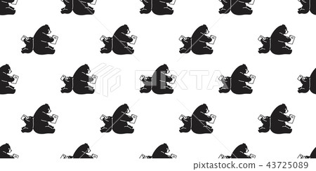 Bear seamless pattern vector polar bear reading bo Bear seamless pattern vector polar bear reading bo 43725089