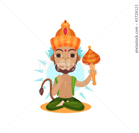 Hanuman Indian god, leader of the army of monkeys cartoon vector Illustration on a white background Hanuman Indian god, leader of the army of monkeys cartoon vector Illustration on a white background 43726121