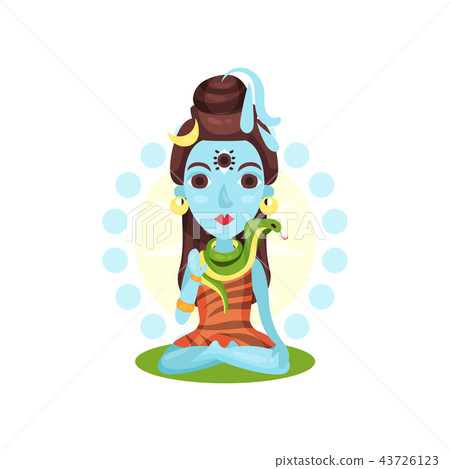Shiva Indian god, the supreme god in Shaivism cartoon vector Illustration on a white background Shiva Indian god, the supreme god in Shaivism cartoon vector Illustration on a white background 43726123