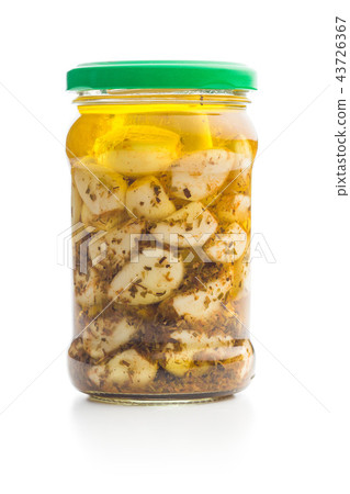 Pickled garlic in glass jar Pickled garlic in glass jar 43726367