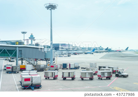 Luggage carriages by Changi airport 43727986