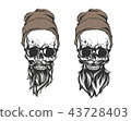 skull with hair beard and mustache 43728403