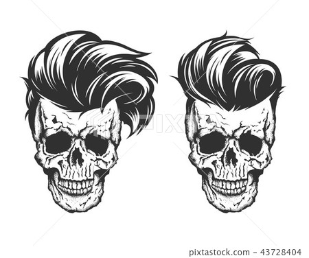 skull with hair beard and mustache skull with hair beard and mustache 43728404