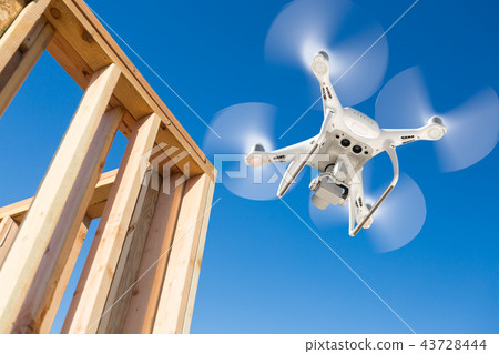 Drone Quadcopter Inspecting, Photographing House 43728444