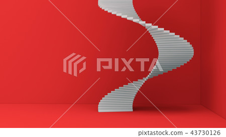 Spiral staircase isolated on red background in minimal architect Spiral staircase isolated on red background in minimal architect 43730126
