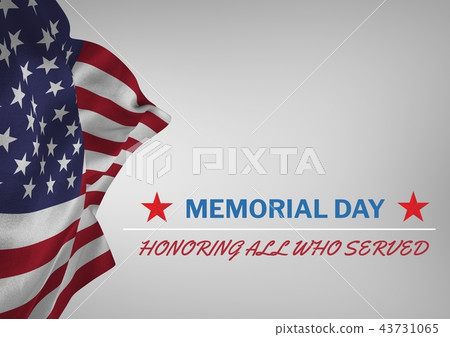 Memorial day text with USA flag 43731065