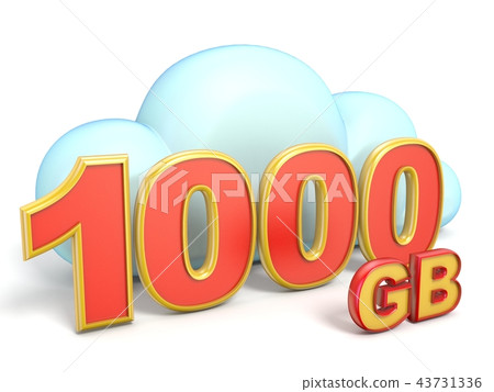 Cloud icon 1000 GB storage capacity 3D 43731336