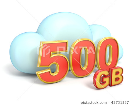 Cloud icon 500 GB storage capacity 3D Cloud icon 500 GB storage capacity 3D 43731337