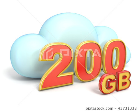 Cloud icon 200 GB storage capacity 3D 43731338
