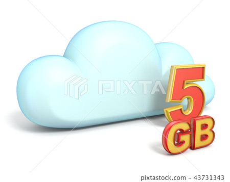 Cloud icon 5 GB storage capacity 3D Cloud icon 5 GB storage capacity 3D 43731343