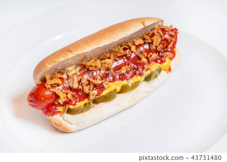 hot dog with sauce hot dog with sauce 43731480