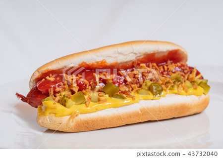 hot dog with sauce 43732040