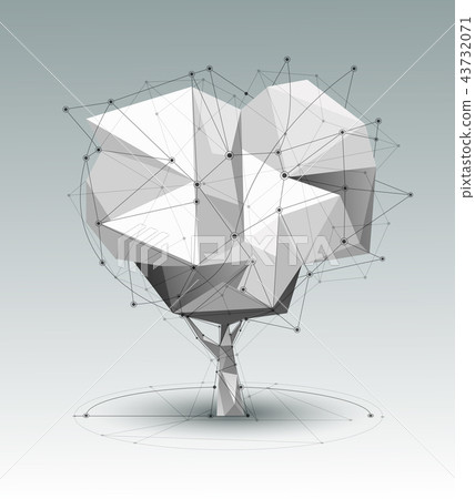 Molecules with line, geometric, low poly tree Molecules with line, geometric, low poly tree 43732071