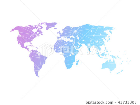 Global network connection. World map point Global network connection. World map point 43733303
