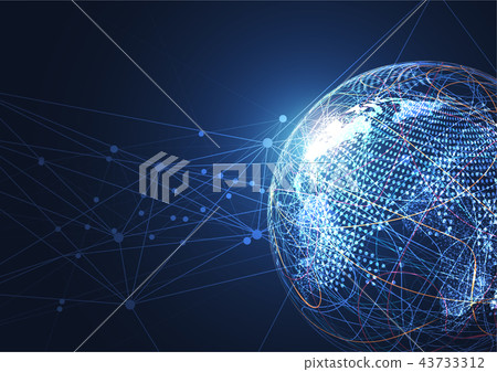 Global network connection. World map point Global network connection. World map point 43733312