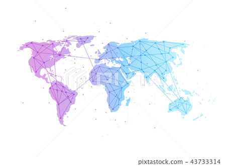 Global network connection. World map point Global network connection. World map point 43733314