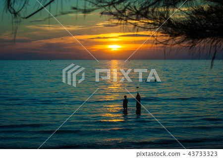 Beautiful seascape paradise view with sunset light 43733323