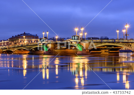 View of Annunciation Bridge at night St Petersburg View of Annunciation Bridge at night St Petersburg 43733742
