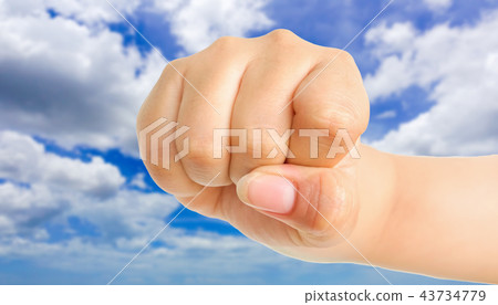 human hand gesture something with sky background human hand gesture something with sky background 43734779