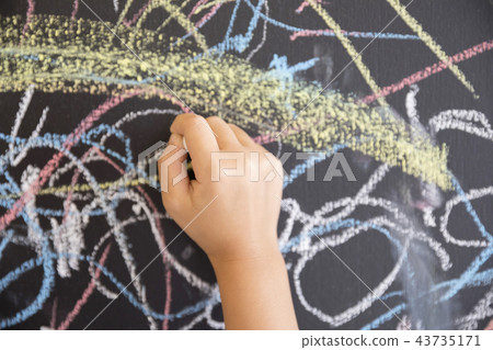 Blackboard art children hand 43735171