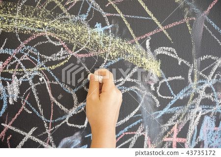 Blackboard art children hand 43735172