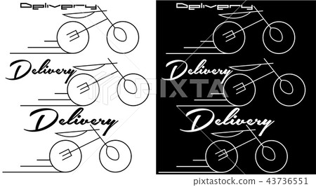 fork knife and spoon in the form of a bicycle, delivery minimalistic and geometric logo 43736551