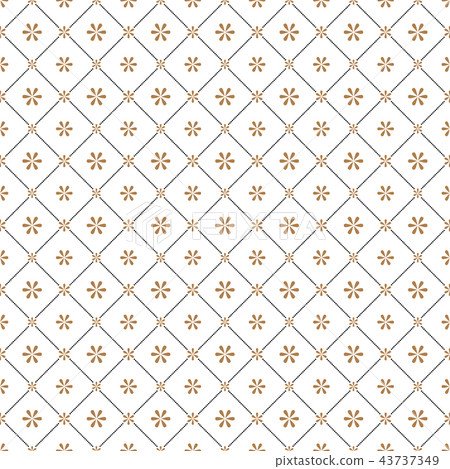 cell, grid with diagonal lines seamless background and flowers 43737349