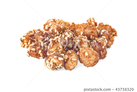 crispy peanut with sesame  on white background 43738320