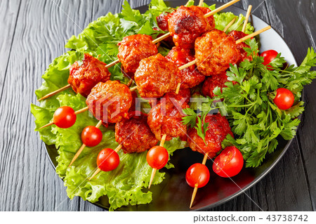 meatballs on a  plate, top view 43738742