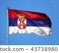 National flag of Serbia on a flagpole 43738980