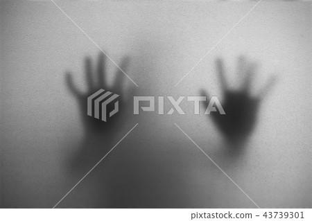 Shadow of man on the white frosted glass Shadow of man on the white frosted glass 43739301