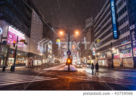 冬天北海道札幌市的夜景 43739566