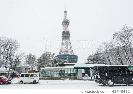 Sapporo TV Tower in heavy snow 43740482