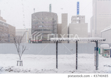大雪中的札幌巴士站 43740485
