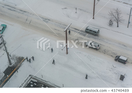 Aerial view of Sapporo in heavy snow Aerial view of Sapporo in heavy snow 43740489