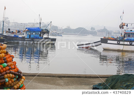 Fishing jetty overlooking Panjim city, Goa India Fishing jetty overlooking Panjim city, Goa India 43740829