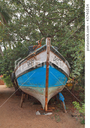 Dry docked trawler for repairs, Candolim beach Goa Dry docked trawler for repairs, Candolim beach Goa 43740834