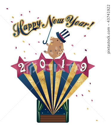 new year's card, postcard, boar 43741922