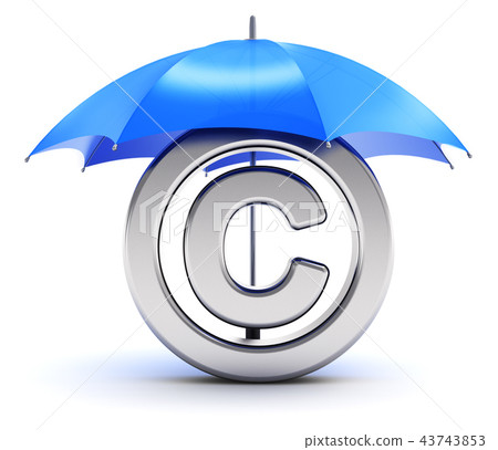 Silver copyright symbol covered by red umbrella Silver copyright symbol covered by red umbrella 43743853
