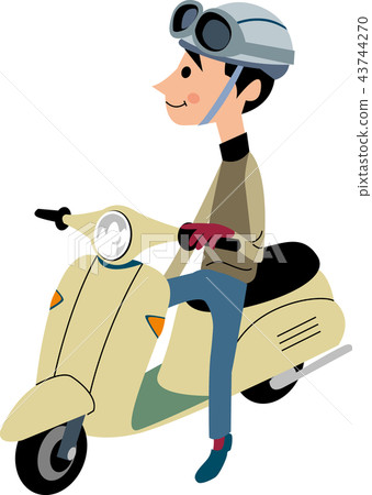 跨騎摩托車的年輕人 跨騎摩托車的年輕人 43744270