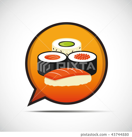 Colorful sushi set of different types in a spech bubble 43744880