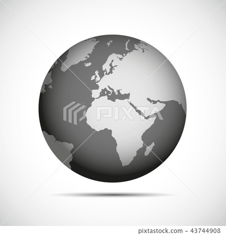 grey planet earth icon flat design 43744908