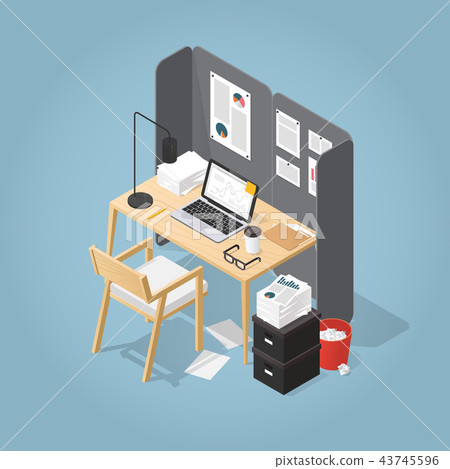 Isometric Office Workplace Illustration 43745596