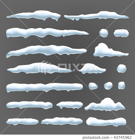 Snow Caps Vector. Snowball And Snowdrift Winter Decoration. Frozen Effect Isolated Illustration 43745962
