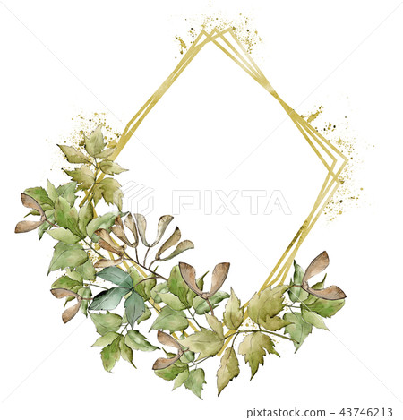 Green maple leaves. Leaf plant botanical garden floral foliage. Frame border ornament square. Green maple leaves. Leaf plant botanical garden floral foliage. Frame border ornament square. 43746213