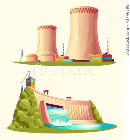Alternative energy sources, cartoon set Alternative energy sources, cartoon set 43746698